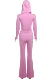 Casual Solid Color Patchwork Zipper Zipper Collar Long Sleeve Two Pieces