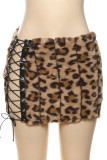 Sexy Leopard Print Patchwork Cross Straps Regular Low Waist Patchwork Bottoms