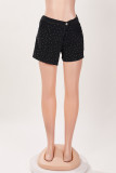 Casual Solid Color Pocket Buttons Patchwork Hot Drill Regular Mid Waist Patchwork Bottoms