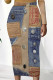 Casual Faux Denim Print Contrast Regular High Waist Full Print Bottoms