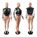 Casual Print Patchwork Outerwear