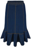 Casual Solid Color Patchwork A Line Plus Size 