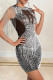 Sexy Fringed Trim Patchwork Hot Drill O Neck Wrapped Skirt Dresses