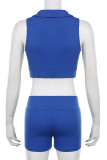 Sexy Solid Color Patchwork V Neck Sleeveless Two Pieces