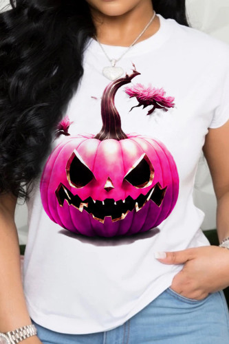 Casual Print Patchwork O Neck T-Shirts