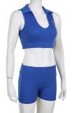 Sexy Solid Color Patchwork V Neck Sleeveless Two Pieces
