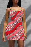Sexy Leopard Print Floral Print Contrast U Neck Printed Dresses