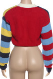 Casual Letters Buckle Patchwork V Neck Outerwear