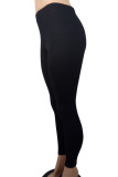 Casual Solid Color Patchwork Skinny Mid Waist Pencil Patchwork Bottoms