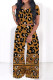 Casual Leopard Print Polka Dot Contrast O Neck Short Sleeve Two Pieces