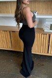 Sexy Patchwork Hot Drilling Backless Slit Spaghetti Strap Evening Dresses