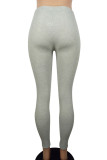 Casual Solid Color Patchwork Skinny Mid Waist Pencil Patchwork Bottoms