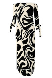 Sexy Street Colorblock Print Slit Contrast Off Shoulder Printed Dresses
