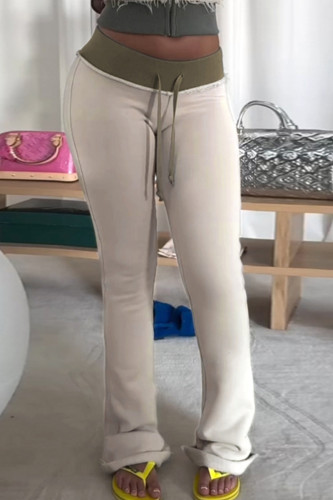 Casual Draw String Patchwork Contrast Regular Low Waist Speaker Patchwork Bottoms