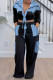 Casual Stripe Pocket Patchwork Strap Design Turndown Collar Long Sleeve Two Pieces