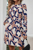 Casual Leopard Print Stripe Pocket Contrast O Neck Printed Dresses