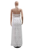 Sexy Solid Color Backless Slit Strapless Sleeveless Two Pieces