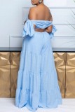 Sexy Casual Solid Color Backless Belted Off Shoulder Fitted Jumpsuits