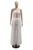Sexy Solid Color Backless Slit Strapless Sleeveless Two Pieces