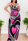 Casual Print Backless Spaghetti Strap Long Dresses