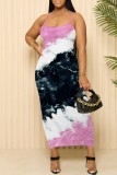 Sexy Casual Print Backless Spaghetti Strap Long Dresses