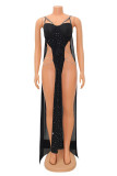 Sexy Patchwork Slit Spaghetti Strap Bodycon Bodysuits