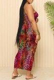 Sexy Casual Print Backless Spaghetti Strap Long Dresses