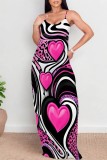 Casual Print Backless Spaghetti Strap Long Dresses