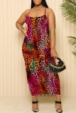 Sexy Casual Print Backless Spaghetti Strap Long Dresses