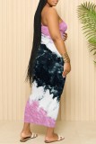 Sexy Casual Print Backless Spaghetti Strap Long Dresses