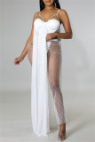 Sexy Patchwork Slit Spaghetti Strap Bodycon Bodysuits
