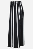 Elegant Stripe Patchwork Loose Mid Waist Speaker Patchwork Bottoms
