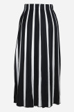 Elegant Stripe Patchwork Loose Mid Waist Speaker Patchwork Bottoms