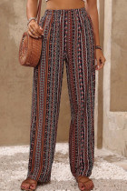 Casual Print Patchwork Loose Mid Waist Wide Leg Full Print Bottoms