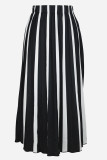 Elegant Stripe Patchwork Loose Mid Waist Speaker Patchwork Bottoms
