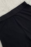 Casual Solid Color Patchwork O Neck Long Sleeve Two Pieces