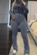 Casual Solid Color Basic Zipper Collar Long Sleeve Two Pieces