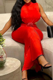 Elegant Solid Color Hollow Out Patchwork O Neck Long Dresses