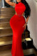 Elegant Solid Color Hollow Out Patchwork O Neck Long Dresses