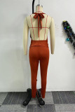 Sexy Casual Street Daily Vacation Solid Color Asymmetrical Collar Sleeveless Two Pieces