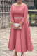 Elegant Solid Color Patchwork Zipper O Neck A Line Dresses