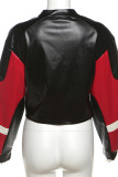 Street Patchwork Zipper Contrast Zipper Collar Outerwear