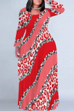 Casual Camouflage Print Stripe O Neck Printed Plus Size Dresses
