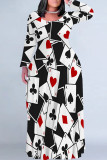 Casual Camouflage Print Stripe O Neck Printed Plus Size Dresses