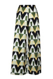 Casual Print Pocket Regular High Waist Wide Leg Full Print Trousers
