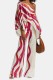Casual Striped Print Oblique Collar Long Sleeve Two Pieces