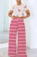 Casual Striped Print Floral Print Basic O Neck Short Sleeve Two Pieces