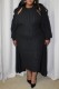 Casual Solid Color Basic O Neck Long Plus Size Two Pieces