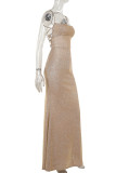 Sexy Solid Color Patchwork Backless Cross Straps Spaghetti Strap Sling Dresses