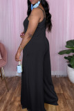 Casual Solid Color Patchwork Backless Spaghetti Strap Loose Jumpsuits